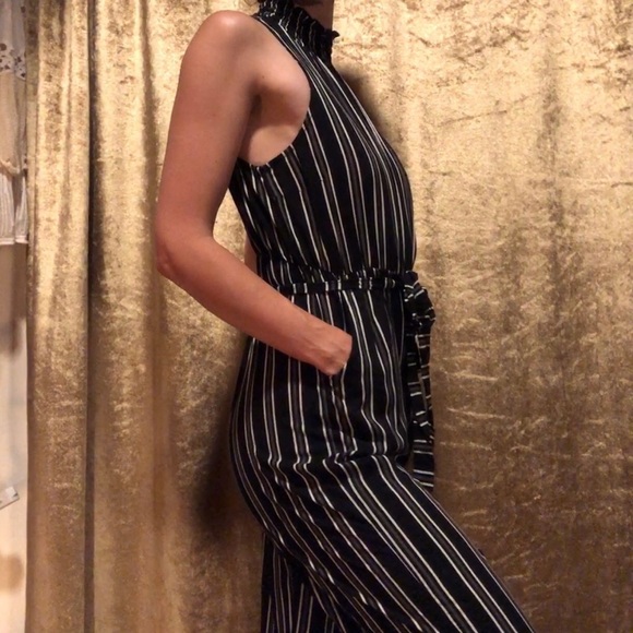 Pants & Jumpsuits Vertical Striped Black Jumpsuit Onsie Medium Poshmark